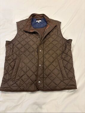 Peter Millar Quilted Brown Men's Vest Jacket - Classic Lightweight Layer